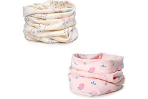 ENSTAB 2 Pcs Écharpe Cache-cou Enfants Coton Automne Hiver Écharpe Bébé Boucle Cache-cou Foulards Bébé Filles et Garçons…
