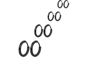 DIVINA VITAE 4 pary kolczyków koła dla mężczyzn, stal chirurgiczna 316L, 8 mm, 10 mm, 12 mm, 14 mm, srebrne, obręcze, kolczyki do chrząstki, hipoalergiczne, dla kobiet, mężczyzn, 4 pary