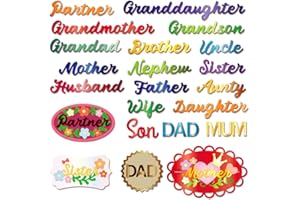 MAYJOYDIY 31pcs Family Member Cutting Dies, Mother/Father/Wife/Son Word Die for Card Making, Metal Craft Die Cuts Carbon Steel Embossing Stencils for Birthday Cards Album Photo Scrapbook Decoration