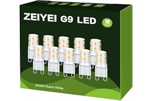 ZEIYEI G9 LED Bulbs 3W (30W Halogen Equivalent)–10 Pack, 3000K Warm White, Flicker Free Non Dimmable, Compact Design (Smaller Than Standard Halogen), Perfect Replacement For Ordinary G9 Bulbs in Home.