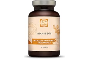 ‎KALA HEALTH Kala Health Vitamin E - Einzigartige Formel mit allen 8 Tocopherolen und Tocotrienolen - 180 Vitamin E8 T8 Antioxidantien für Haar, Haut & Anti-Aging - GMO & PAK-frei - Hergestellt in der EU