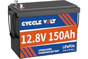 CYCCLEVOLT Batteria al Litio 12V 150Ah LiFePO4 con BMS 100A, Protezione Bassa Temperatura, fino a 15000 Cicli, 1920Wh, Ricaricabile, Ideale per Pannelli Solari, Camper, Caravan, Barche, Energia Solare