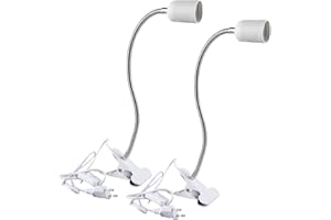 GAOUTO 2 luci a morsetto: portalampada a LED E27, lampada a morsetto con collo di cigno e interruttore, lampada a morsetto regolabile a 360°, collo di cigno flessibile per leggere l'illuminazione interna,