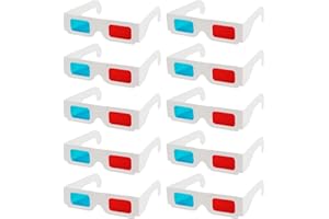 IRYNA 3D Glasses Anaglyph 3D Glass, 10Pcs Red and Cyan Anaglyph Paper Cardboard 3D Glasses 3D Virtual Video View 3D Video Glass for TV Movies Video Games Internet Images (Home & Cinema)