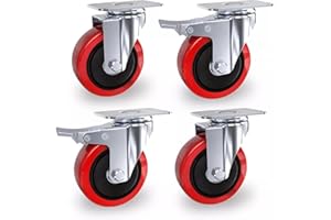 Tiffora Heavy Duty Double Bearing 100mm Swivel Castor Wheel Trolley Furniture Caster 700KG (Pack of 4 (2 with Brakes & 2 without Brakes))