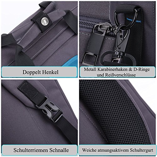 SOCKO 17,3 Zoll Mehrzweck Laptop Rucksäcke Reiserucksack Wanderrucksäcke College Studenten Rucksack Business Henkeltasche Aktentasche Schultertasche Umhängetasche mit Griffe und Tragriemen für 17 – 17,3 Zoll Laptop / Notebook / Macbook Computer,Grau-Blau - 7