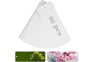 FENGJINGJIACHENG 80 Sheets Blank White Paper Card Bookmarks, 300g Cotton Watercolor Paper, Book Markers with Hole, Blank Bookmarks Set Suitable for Artists,Students Painting Acrylic,Crayon,Colored Pencil (6 x 2IN)
