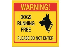 V Safety Dogs Running Free, Please Do Not Enter skylt - 200 mm x 150 mm - 1 mm gul styv plast