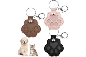 Aieino 3 Pack Pet Hair Keepsake Keyring - Waterproof PU Leather Keychain with Metal Lobster Clasp Transparent Paw Window Storage Pouch for Cats Dogs, Memorial Gift for Owners Lovers(Pink/Brown/Black)