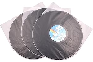 MAYRECORDS LP Vinyl Inner Sleeves Transparent Anti Static Plastic Round Bottom Protective Sleeves Album Covers (12 inch 25PCS)