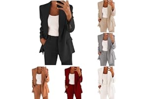 GÉNÉRIQUE Blazer Femme Chic Et Elegant Grande Taille Veste Blazers Veste De Costume Manche Longue Casual Slim Blazer Couleur Unie Slim Fit Revers Bureau d'affaires Veste Manteau avec Poche