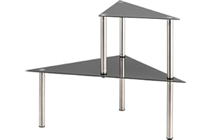 bremermann Szklany regał narożny, regał kuchenny z płytami szklanymi i nóżkami ze stali nierdzewnej (szary)