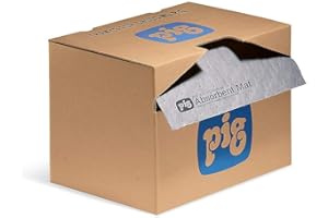 New Pig PIG Absorbent Mat Roll – Universal – Absorbs Oils, Coolants, Solvents & Water, 1 Roll, 1 M Length, 34.8 L Capacity, Keeps Floors Clean & Safe in Industrial Workspaces