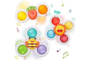 FROGETU 3PCS Juguete Giratorio con Ventosa, Juguete Baño Bebe, Spinner Juguete del Bebé Juguete Sensorial para 1 2 3 Años Niños Niñas