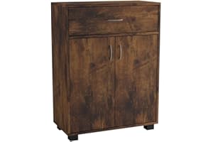 URBNLIVING Wooden Free Standing Storage Cabinet (Rustic Brown)