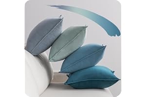 NOSTHEART Federe Cuscini Divano 50x50cm (Set di 4) Copricuscini Divano Set di 4 Fodere Cuscino per Divano Federe Decorative Cuscini per Divano Camera da Letto con Cerniera Invisibile Serie Blu