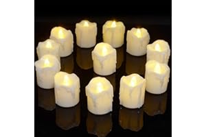 Bougies LED, PChero Bougies Sans Flamme en Cire Réaliste avec Minuterie et Piles incluses, Parfait pour le Mariage, la Fête - [12pcs/Blanc Chaud, 1.7inch Haute]
