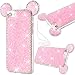 Produktbild GrandEver iPhone 7 Weiche Silikon Hülle Solide TPU Glitzer Gelee Strass Diamant Zurück Maus Ohr Entwurf Schutzhülle Flexible Etui mit Handschlaufe Gel Skin Rubber Transparent Bumper Klar Hülse Gummi Dünn HandyTaschen - Rosa
