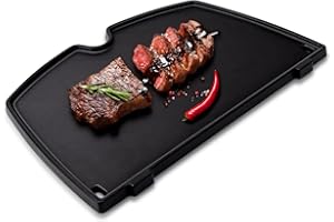 Adviace 6558 Cast Iron Griddle Plate for Weber Q1000, Q1200, Q1400, Q100, Q120, Q140 Gas Grill Accessories, 12.6 x 8.6 Inch Weber Q1200 Griddle, BBQ Cooking Griddle for Weber Grill Replacement Parts.