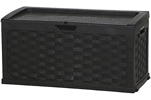 KUWUGI Starplast Coffre de Rangement pour Le Jardin Coussin Design Box rotin * Couleur Noir * env. 117 x 56 x 56 cm