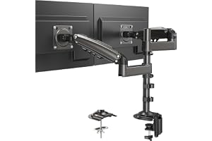 HUANUO Stöd för 2-skärm för PC-skärm, arm för PC-skärm med gasfjäder justerbar höjd, full rörelse PC-skärmarm som stöder VESA