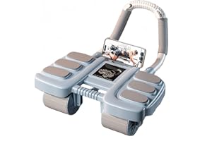 HUIPENG Ab Roller Wheel Upgraded 4-wheel Abdominal Exercise Wheel Core Trainer Roller with Knee Mat Phone Holder Elbow Support and Automatic Rebound, Abdomen Exercise Roller For Fitness Enthusiasts