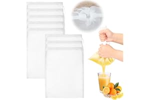 DKBT 8 sztuk ściereczek 20 × 30 cm, worki do mleka orzechowego, ekologiczne, nadają się do prania, nylonowe ściereczki do odcedzania, wielokrotnego użytku, ściereczka filtrująca ze sznurem