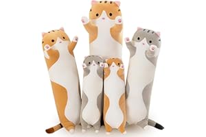 Bobomon Long Cat Plush Pillow Cute Plush Soft Cat Doll Big Stuffed Plushies Toy Gifts for Girlfriend Large Cat Toys for Kids (orange 50cm)