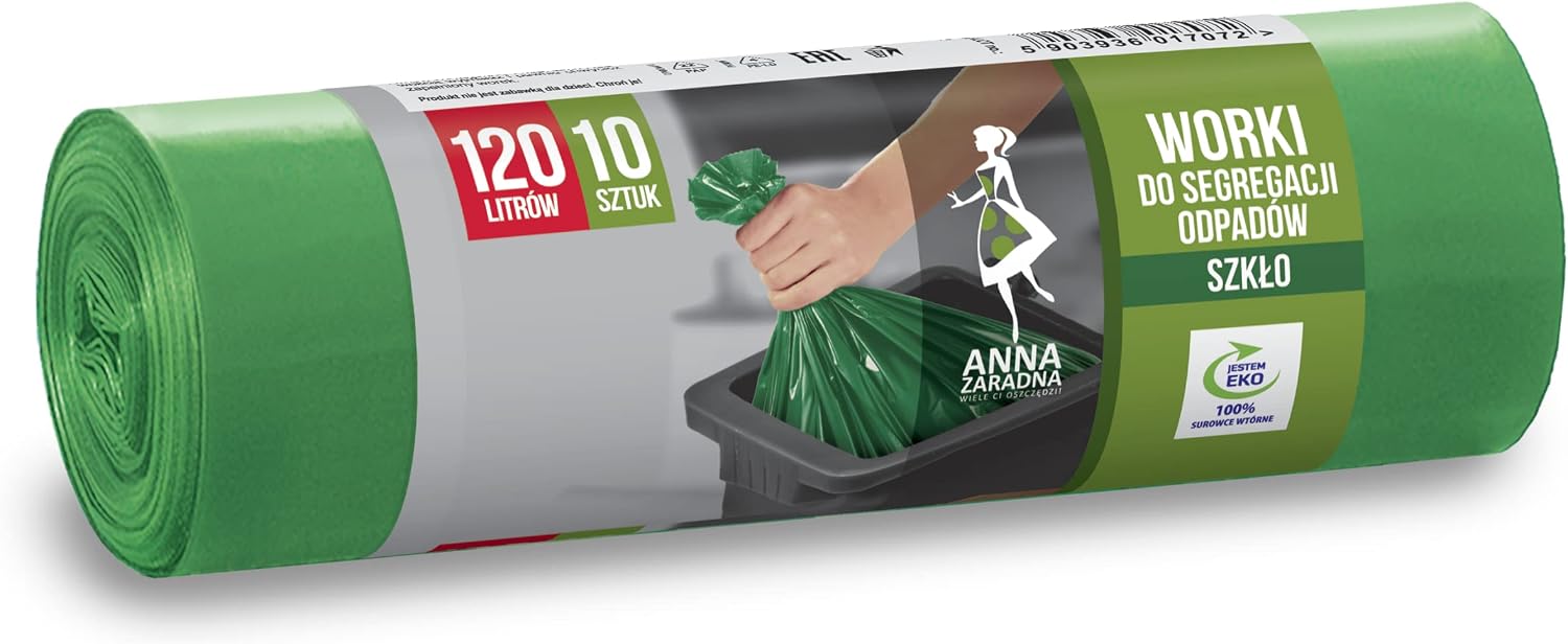 Anna Zaradna Worki z uszami do segregacji odpadów PLASTIK, METAL 120L 10szt żółte - Mise en situation et utilisation