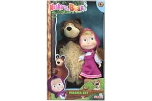 Simba - Masha e Orso, 109301016009, + 3 Anni, Set Bambola 23 Cm Corpo Morbido e Orso Peluche 43 Cm, con Gambe Mobili