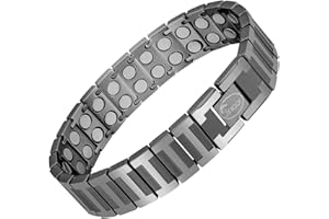 JEROOT Pulsera Magneticas de Titanio, Pulsera magnética para Hombres con 44 imanes Pulsera Ultrarresistente Brazaletes de Longitud Ajustable con herramienta de Medición para