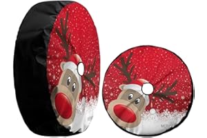 KiuLoam Merry Christmas Reindeer Spare Tire Cover with Backup Camera Hole Universal Sunscreen Waterproof Wheel Covers for Jeep Trailer RV SUV Truck and Many Vehicles (17" for Diameter 31"-33")
