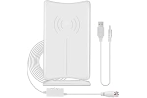 2025 Upgrade GEEKERA TV Aerial, Indoor Outdoor TV Ariel 400KM Freeview Digital HDTV Arial 4K 1080P 360°Omni Directional Signal Reception with Aerial Booster Long Cable Detachable Stand for Channel