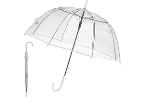 Cepewa Parapluie cloche transparent, automatique, diamètre : 84 cm