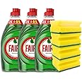 FAIRY ORIGINAL DISHWASHING SET - 3 x 320ml FAIRY LIQUID ORIGINAL & 4x SPONGE SCOURER | Fairy Dishwashing Liquid Sponge Set | Washing Up Liquid Multipack, Washing Liquid Detergent | Bulk Washing Up Liq