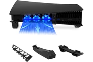 NexiGo PS5 Horizontaler Ständer mit Kühlventilator, [Auto EIN/Aus], [Minimalistisches Design], Kompatibel mit PlayStation 5 Disc & Digital Editions, Integriertes LED-Licht (Schwarz)
