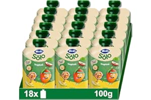 SOLO Hero Baby Mi Fruta Bolsitas de Fruta sabor Tropical - Para Bebés a Partir de los 12 Meses - Pack de 18 x 100 g