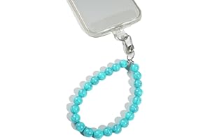 AMAYO - Chaîne universelle pour téléphone portable, pendentif, cordon de perles, dragonne, sangle de téléphone portable, bracelet, compatible avec n'importe quel smartphone et coque (marbre turquoise)