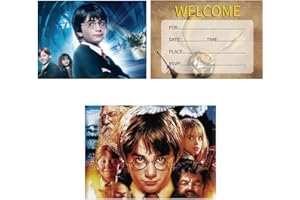 SCOOVY 16 Pcs Haarry Potter Biglietti Invito Compleanno, Biglietti Invito per Bambini, Invito Compleanno con Buste, Decorazioni per Feste, Inviti Inglesi per Festa di Compleanno per Ragazze e Ragazzi