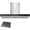 COMFEE' 90 cm Chimney Hood 90M77 Class A+++ Stainless Steel Extractor Hood with Recirculating & Ducting System, Gesture Control Extractor Fan Kitchen with Carbon Filters