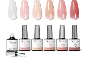 V VENALISA VENALISA Gel UV pour Réparation de Manucure - Kit Manucure 6PCS Blanc, Fumé, Blanc Fumé Vernis Gel UV Semi-Permanent