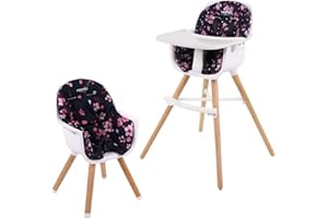 Nania - Seggiolone PAULETTE - Da 6 mesi a 5 anni - Cuscino reversibile - Vassoio regolabile - Made in France (ciliegia)