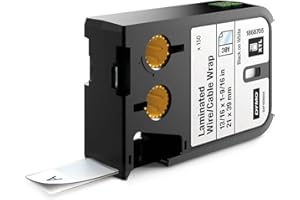 Dymo 1868705 - Cinta de vinilo auto laminadas, 21 mm x 39 mm, color negro y blanco