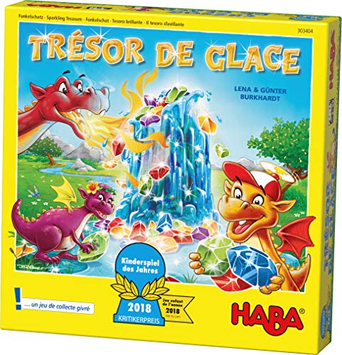 HABA Trésor de Glace jeu de plateau, jeu de souvenir amusant pour 2 à 4 joueurs, 5 ans et plus, avec 90 pierres étincelantes et 9 anneaux en glacés, joli cadeau d'anniversaire, 303404