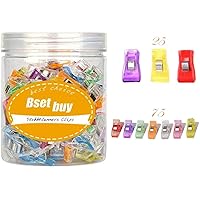 BSET BUY 100 Stück Stoffklammern,2 Größen(75 Stück 2.7X1.00 cm;25 Stück 3.3X1.8CM) Nähen Zubehöre Kunststoff 9 Farben…