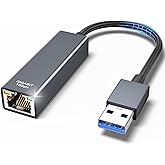 TEFLOTY Adaptateur USB vers Ethernet - USB 3.0 RJ45 Gigabit 1000Mbps, Ethernet LAN Adaptateur Réseau Compatible avec Laptop, 