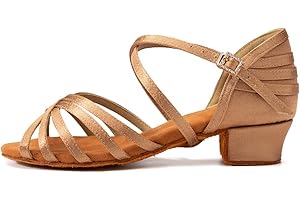 AOQUNFS Zapatos de Baile Latino para Niña y Mujer Satén Zapatos de Baile de Salon Salsa y Bachata Tango,SS-ZSZK
