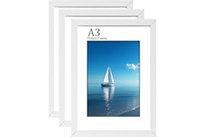 LVAOUO 3Pack A3 Frames, Wooden A3 Photo Frame 42 x 29.7cm, Versatile a3 Frame White, Display, Landscape or Portrait Orientation-Material Plexiglass