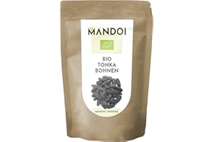 ‎MANDOI Mandoi BIO Tonkabohne ganz, 50g. Premium BIO Tonkabohnen aus Brasilien. Tonka Bohne Gin Gewürze
