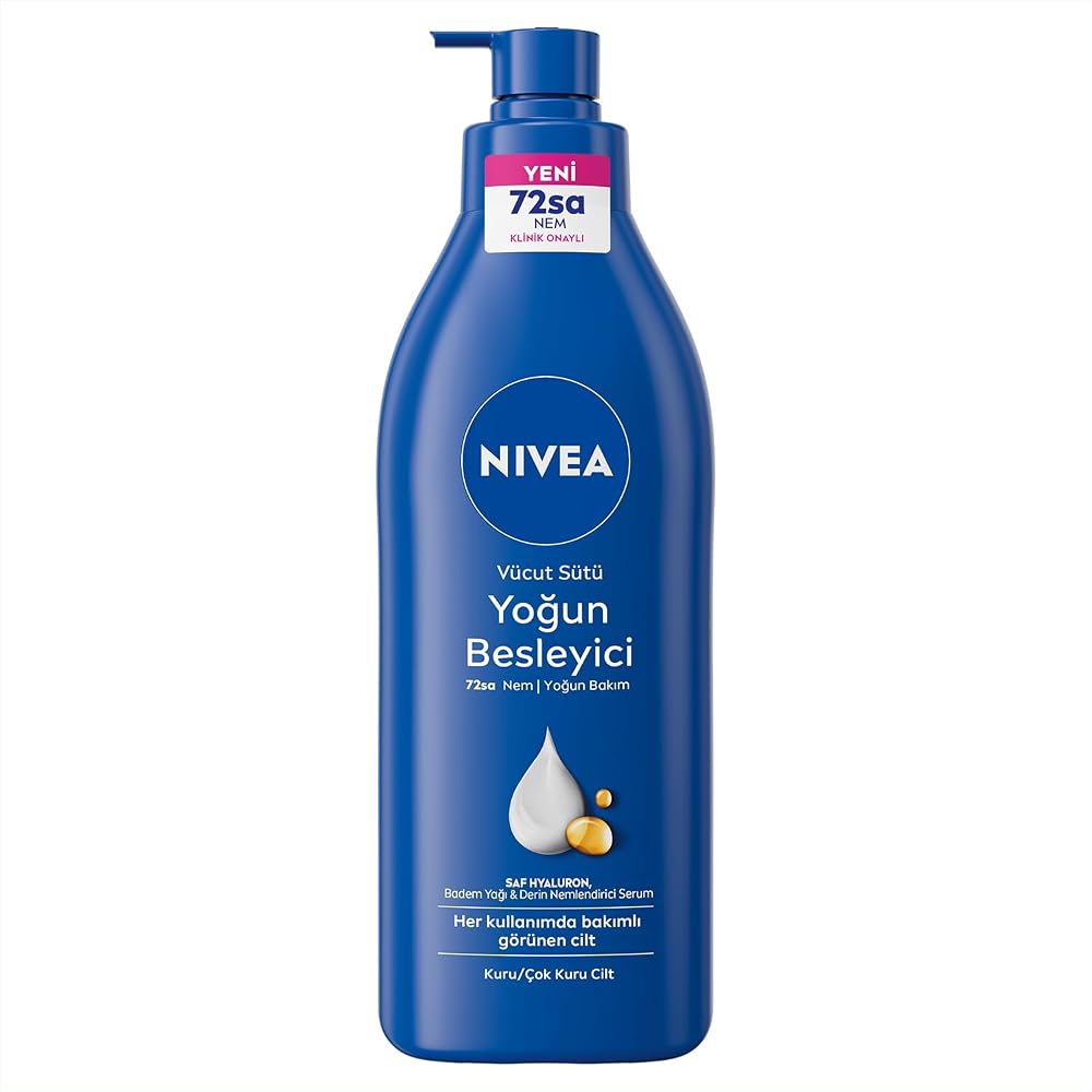 NIVEA Besleyici Vücut Sütü 400 ml, Kuru ve Çok Kuru Ciltler, 72 Saat Yoğun Nemlendirici,Badem Yağı